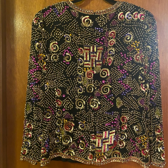 Vintage BlackTie fully beaded Top by Oleg Cassini (med-lg see measurements) - Picture 4 of 9